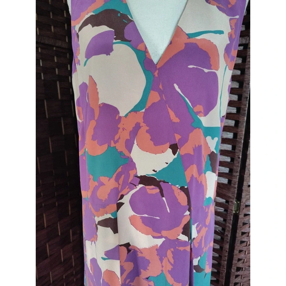 Equipment Femme Floral Silk Midi Dress Large Alice Sleeveless Abstract Colorful - Picture 4 of 14